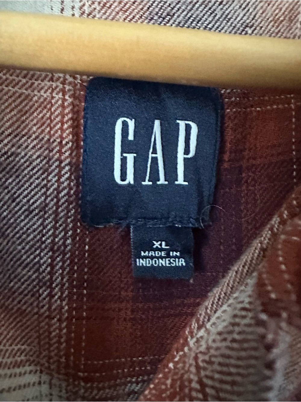 GAP Womens Plaid Button-Down Shirt - Rust, Cream, Brown - Picture 3 of 7